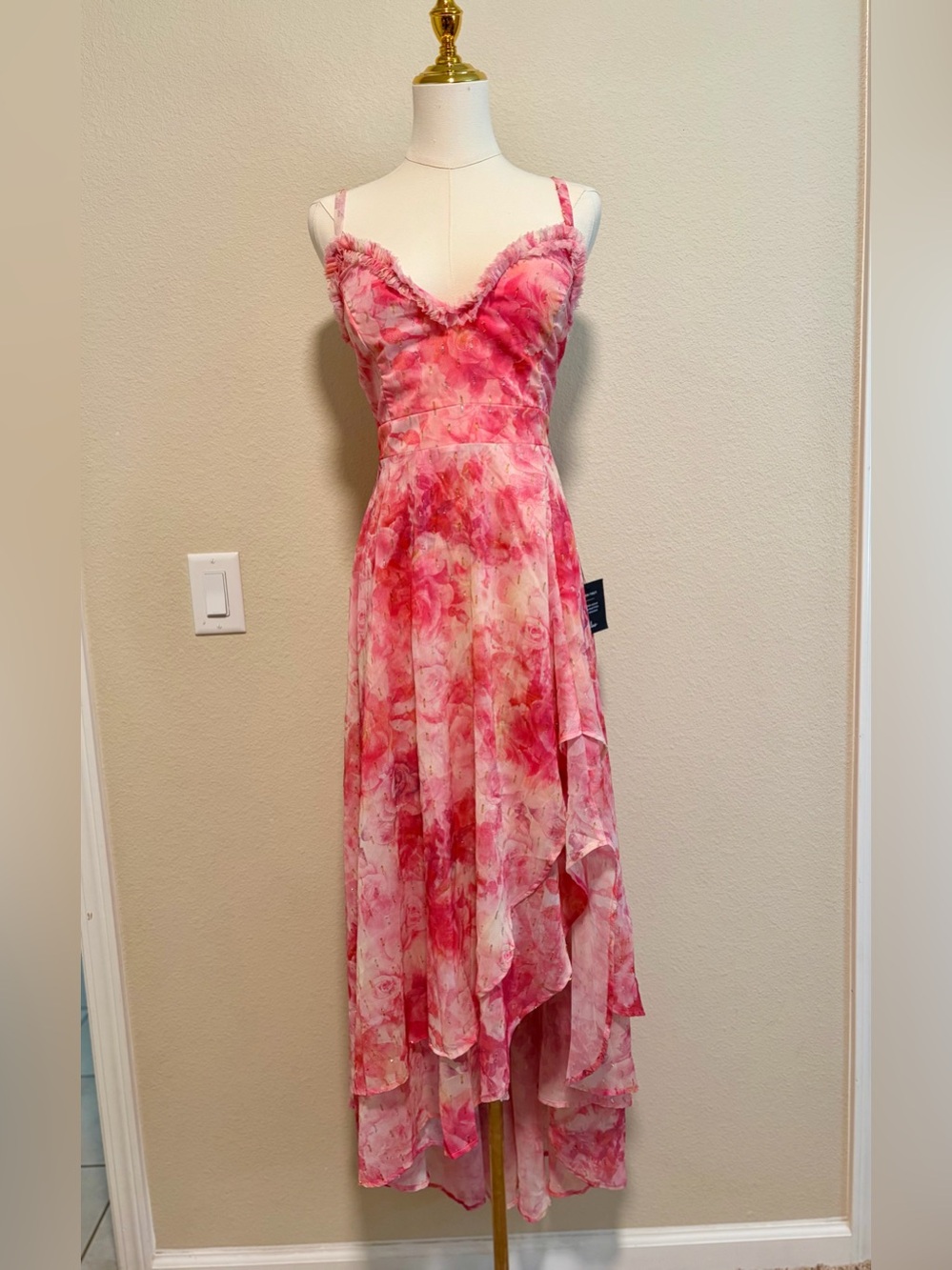 Lulu's Pink Watercolor High-Low Sundress